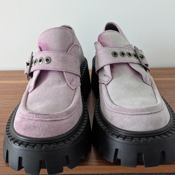 Steve Madden Chunky Ombre Purple Suede Platform Lug Sole Shoes Size 9 - Picture 4 of 11